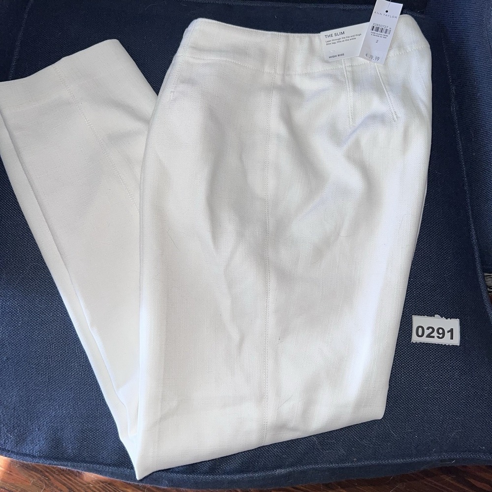 Ann Taylor Pants Women The Slim High Rise, Ivory Sz 2